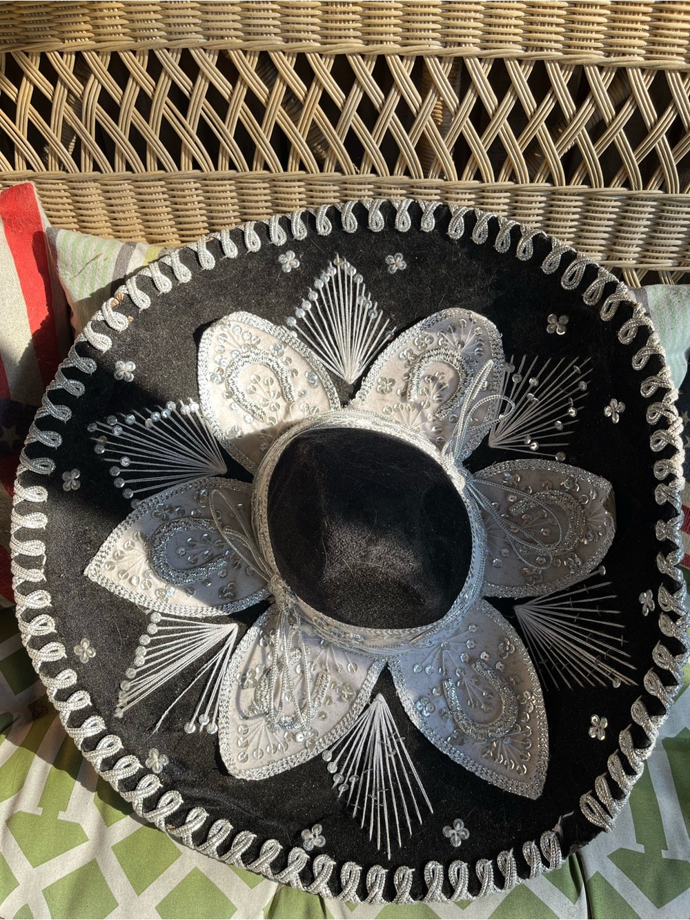 Black and Silver Embroidered Sombrero